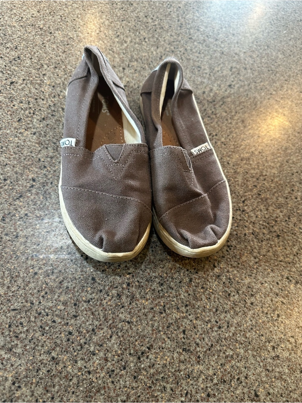 TOMS Kids Canvas Slip-On Shoes in Brown